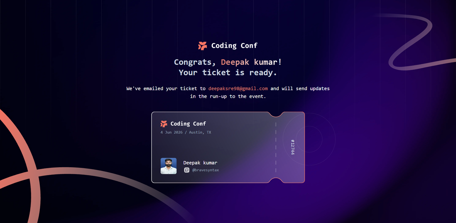 Conference Ticket Generator